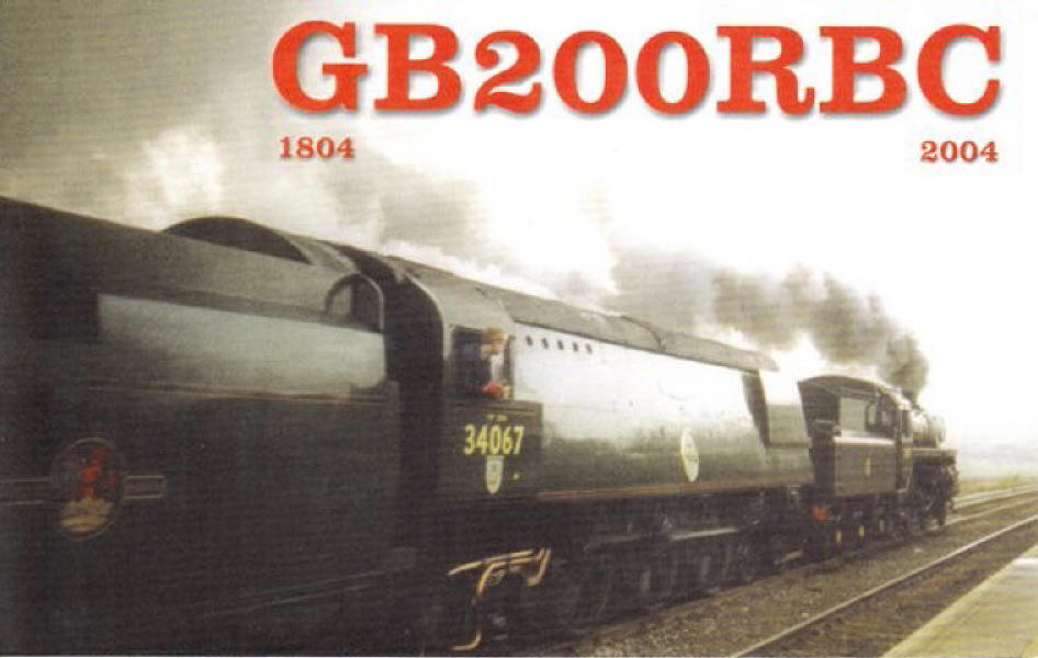 GB200RBC QSL card showing 34067 GB200RBC QSL card showing 34067